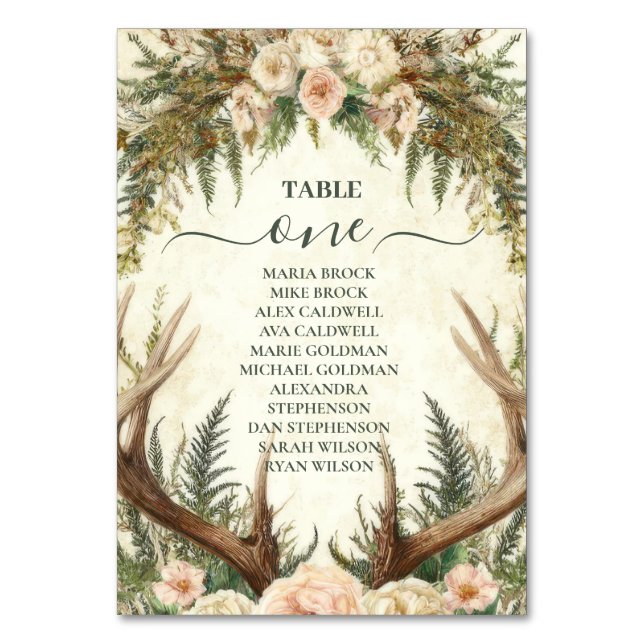 Numéro De Table Bois de bois rustique de bois de cerf (Par défaut)