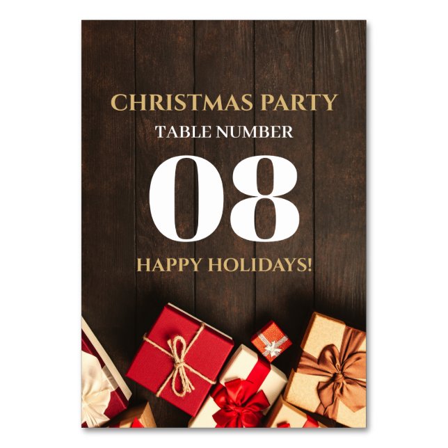 Numéro De Table Boîte cadeau rustique, Noël (Par défaut)