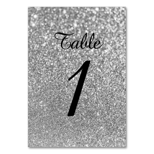 Numéro De Table Bokeh Paillettes Argent Calligraphie Moderne (Par défaut)