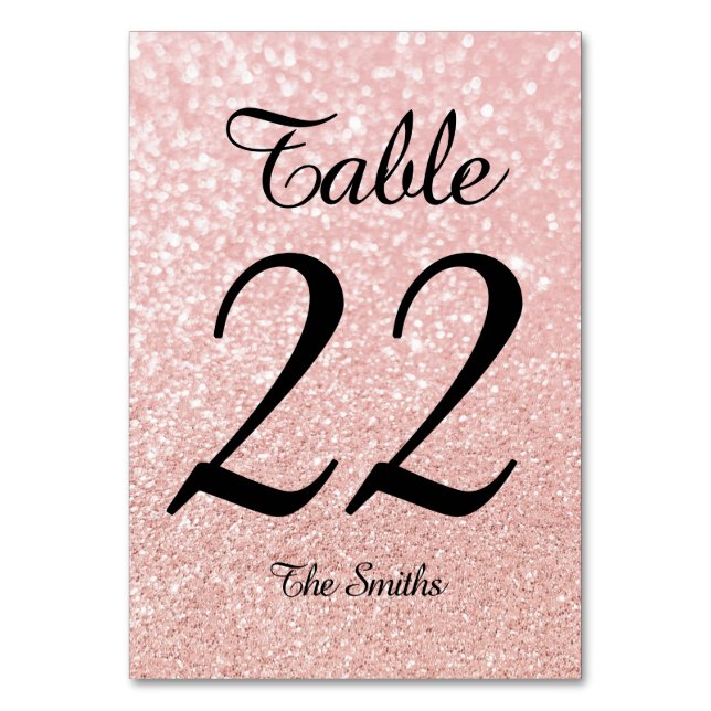 Numéro De Table Bokeh Rose Gold Pailleté Calligraphie Moderne (Par défaut)