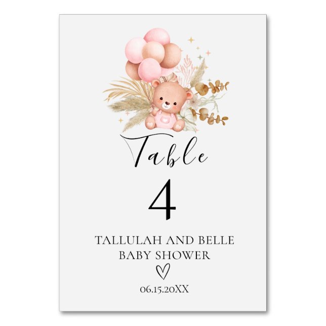 Numéro De Table Bonjour Bébé Ours Bohème Shower (Par défaut)