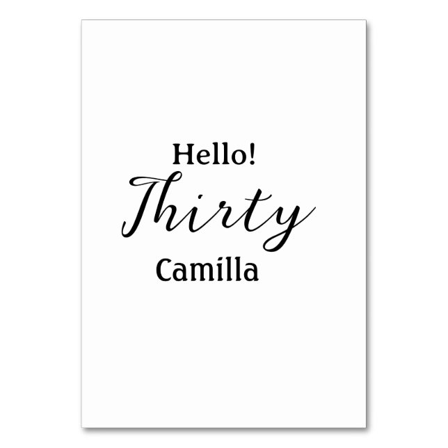 Numéro De Table Bonjour trente anniversaire nom simple minimal élé (Par défaut)