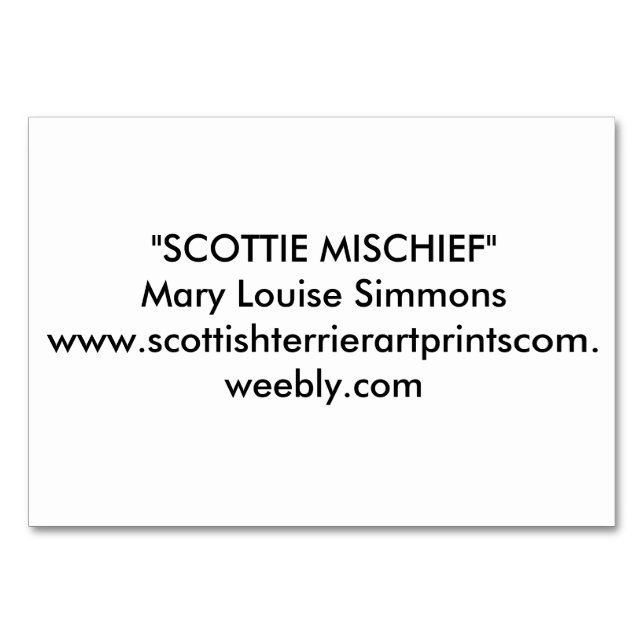 NUMÉRO DE TABLE BONNE SCOTTIE ANNIVERSAIRE (Dos)