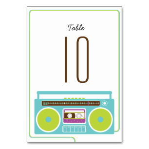 Numéro De Table Boombox Indie Mixtape Mariage bleu / chaux