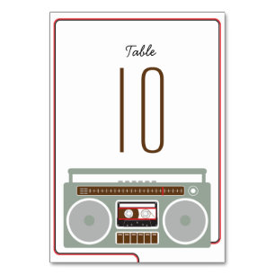 Numéro De Table Boombox Indie Mixtape Mariage rouge / noir