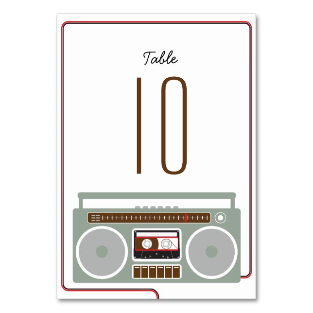 Numéro De Table Boombox Indie Mixtape Mariage rouge / noir (Par défaut)