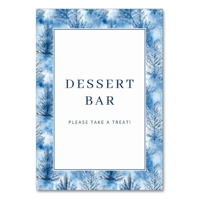 Numéro De Table Bordure d'arbre d'hiver bleu fantaisiste (Par défaut)