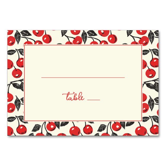 Numéro De Table Bordure de Cerise Rouge Ludique (Devant)