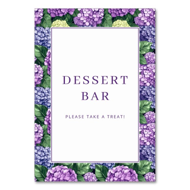Numéro De Table Bordure de Hortensias Fleuris Violets Joyeux (Par défaut)