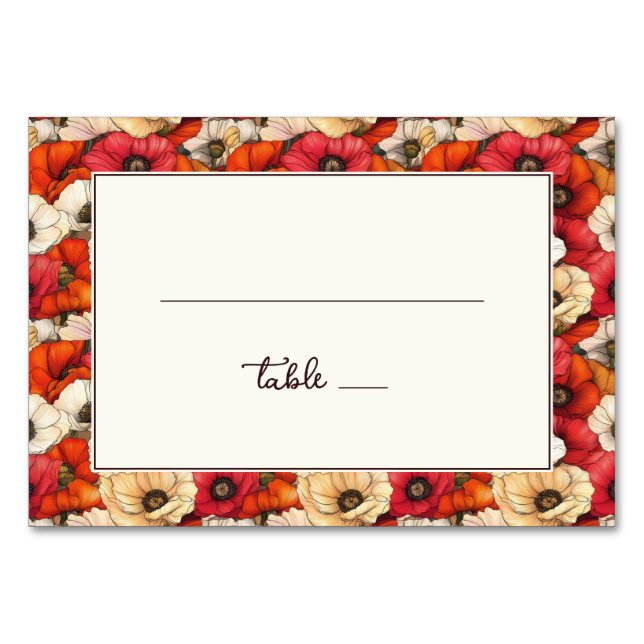 Numéro De Table Bordure de jardin fleuri rouge joyeux (Devant)