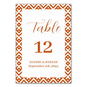 Numéro De Table Bordure de motif ethnique africain pour mariage