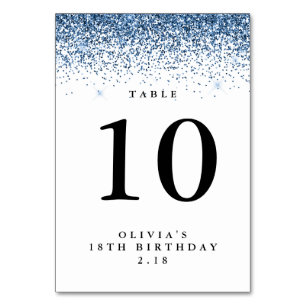 Numéro De Table Bordure de parties scintillant, bleu marine et bla
