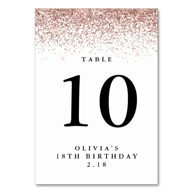 Numéro De Table Bordure de parties scintillant, Rose or et blanc P (Par défaut)