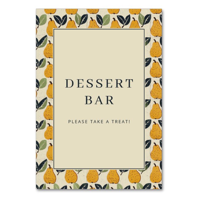 Numéro De Table Bordure d'illustration de poire beige joyeuse (Par défaut)