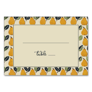 Numéro De Table Bordure d'illustration de poire jaune enjouée