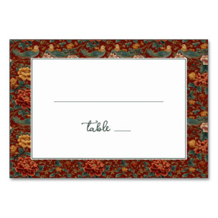 Numéro De Table Bordure d'oiseau florale rouge sophistiquée