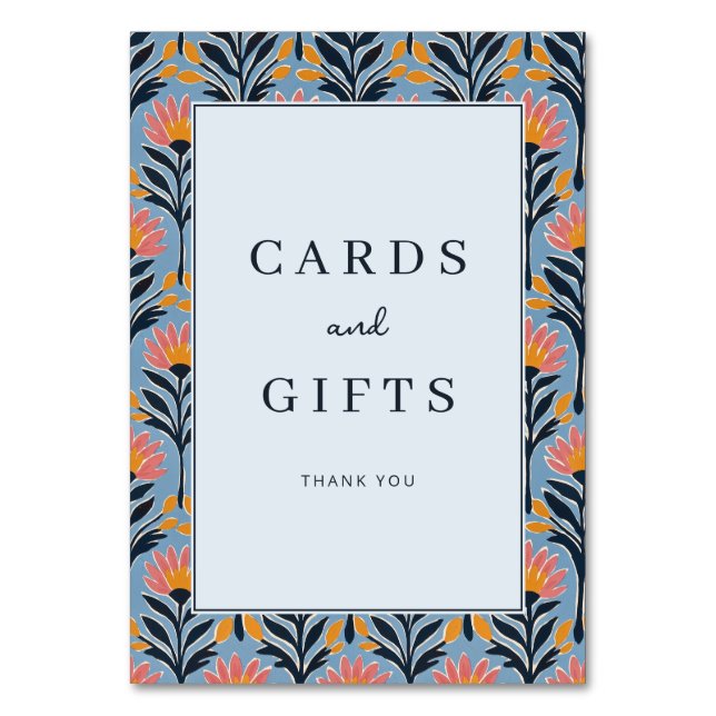 Numéro De Table Bordure florale bleue fantaisiste (Par défaut)