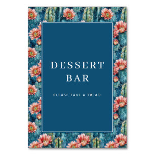 Numéro De Table Bordure florale de cactus Navy joyeuse
