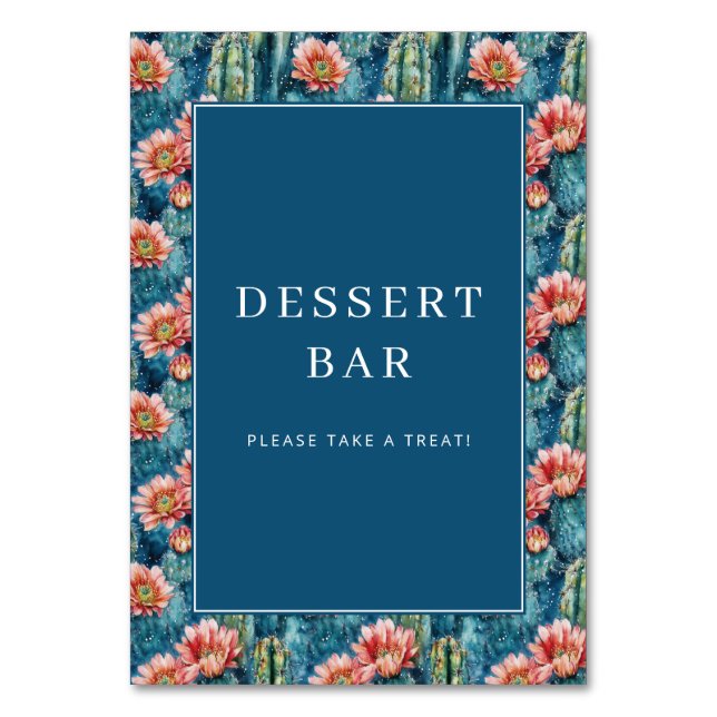 Numéro De Table Bordure florale de cactus Navy joyeuse (Par défaut)
