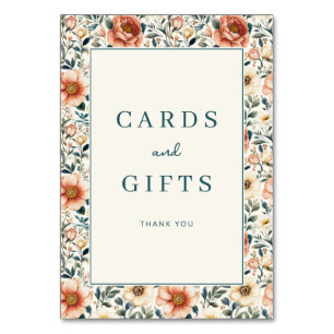 Numéro De Table Bordure Florale Vintage aux Pastels Apaisants