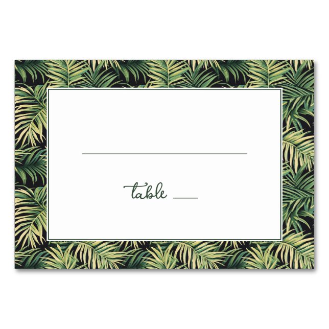 Numéro De Table Bordure Palmier Tropical Vert Frais (Devant)