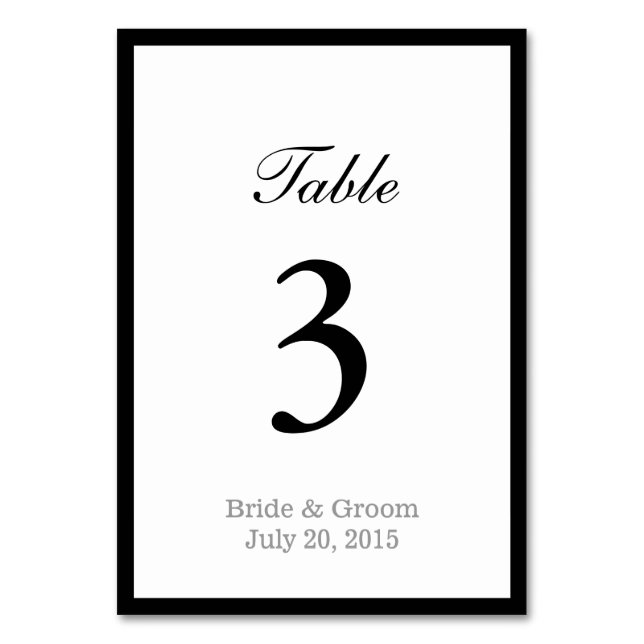 Numéro De Table Bordure simple en gras Mariage double face (Par défaut)