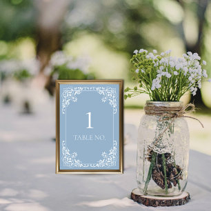 Numéro De Table Bordure Vintage bleu foncé simple