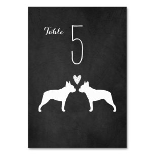 Numéro De Table Boston Terrier Chien Silhouettes Réception de mari