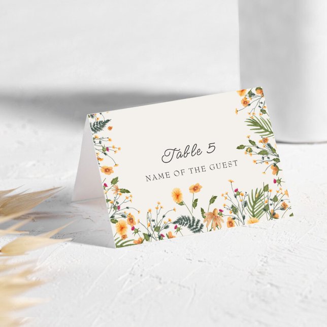 Numéro De Table Botanical Daffodils Daisy Peony Wedding Place card (Créateur téléchargé)