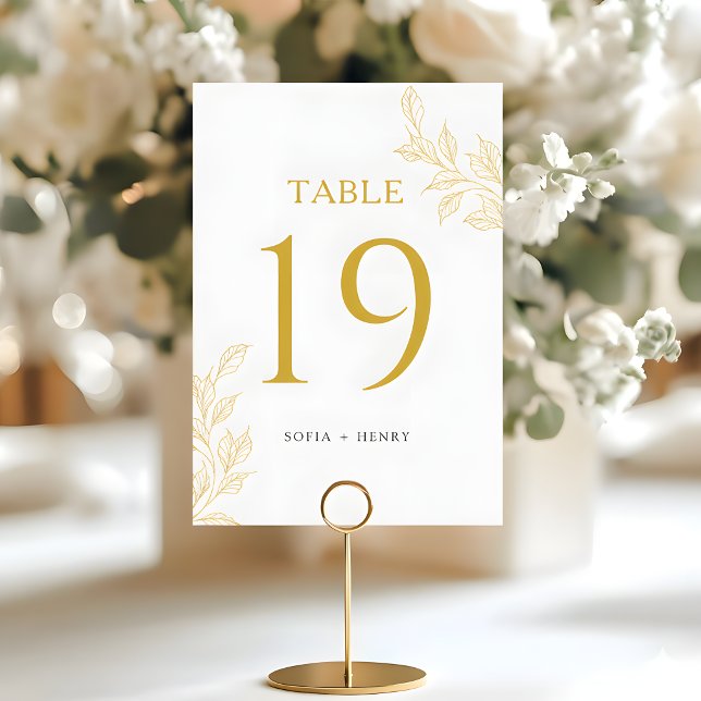 Numéro De Table Botanical Faux Gold Modern Wedding Table Number (Créateur téléchargé)
