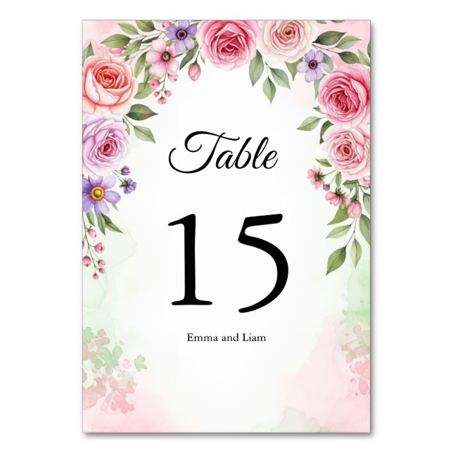 Numéro de table botanique aux nuances de rose pous (Dos)