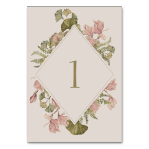Numéro De Table Botanique Douce Mariage Taupe Chaud Fleur et Fou