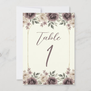 Numéro de table botanique Dusty Mauve & Ivory Bloo