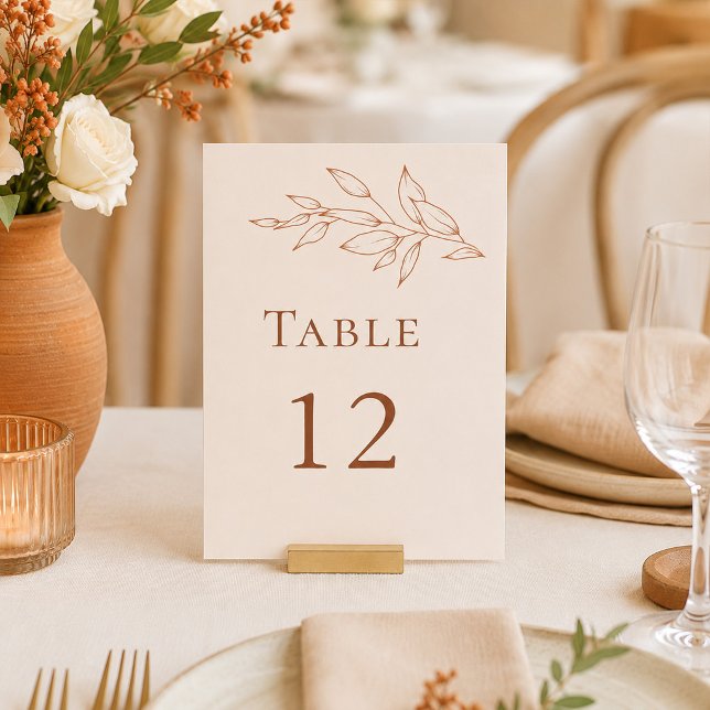 Numéro de table botanique en terre cuite et ivoire (Terracotta Ivory Botanical Table Number)