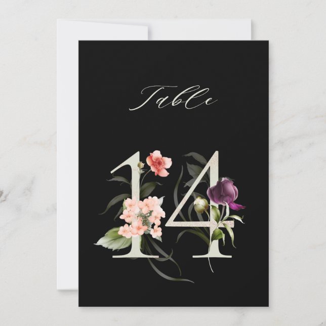 Numéro de table botanique floral 5x7 n°14, Numéro  (Devant)