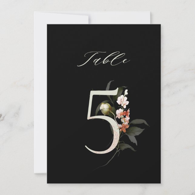 Numéro de table botanique floral 5x7 Numéro 5, Num (Devant)