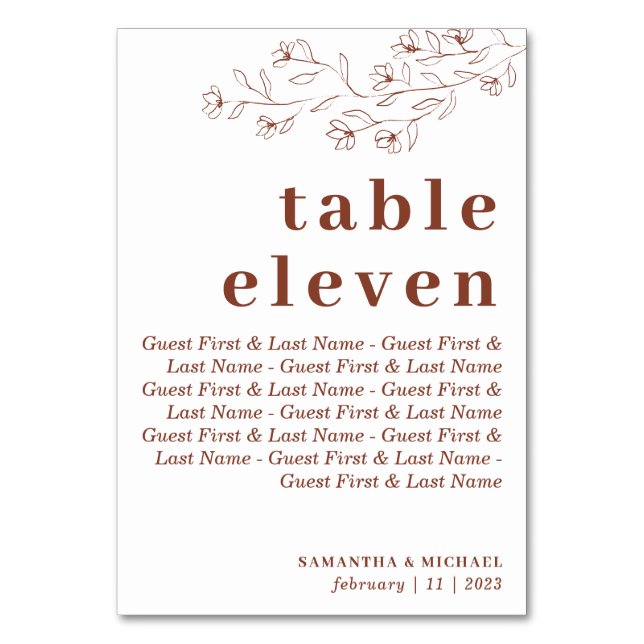 Numéro De Table Botanique Floral invités Terracotta Indie Seat (Par défaut)