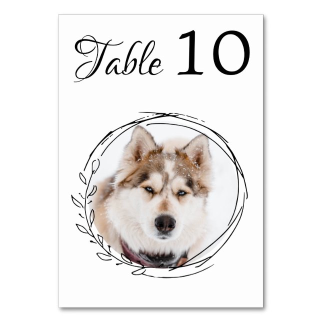 Numéro De Table Botanique Noir Blanc Chien Mariage Animaux de comp (Par défaut)