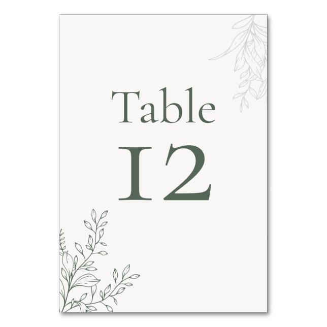 Numéro de table botanique vert sauge minimal (Par défaut)