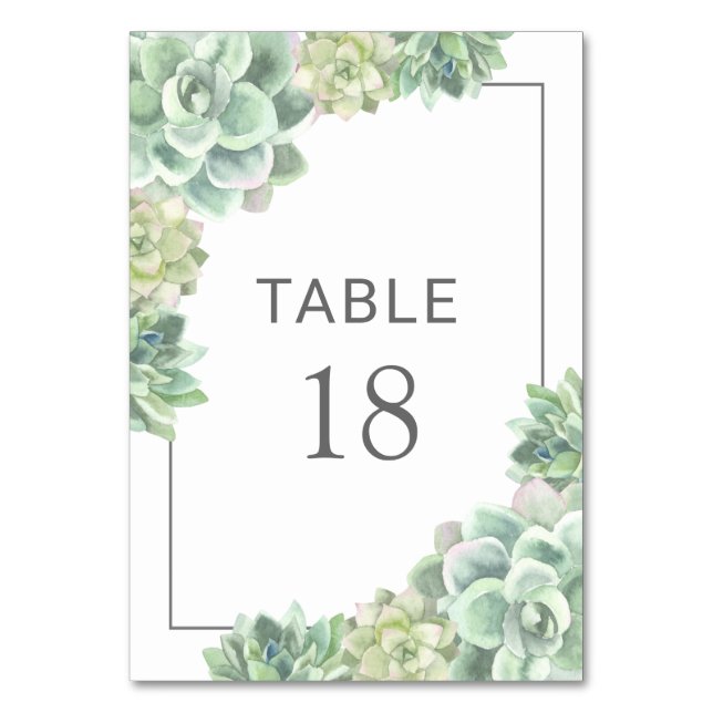 Numéro De Table Botanique Vert Succulents Mariage élégant (Par défaut)