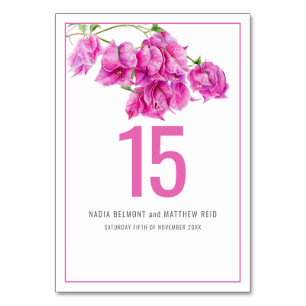 Numéro De Table Bougainvillea papier fleur rose mariage ou événeme