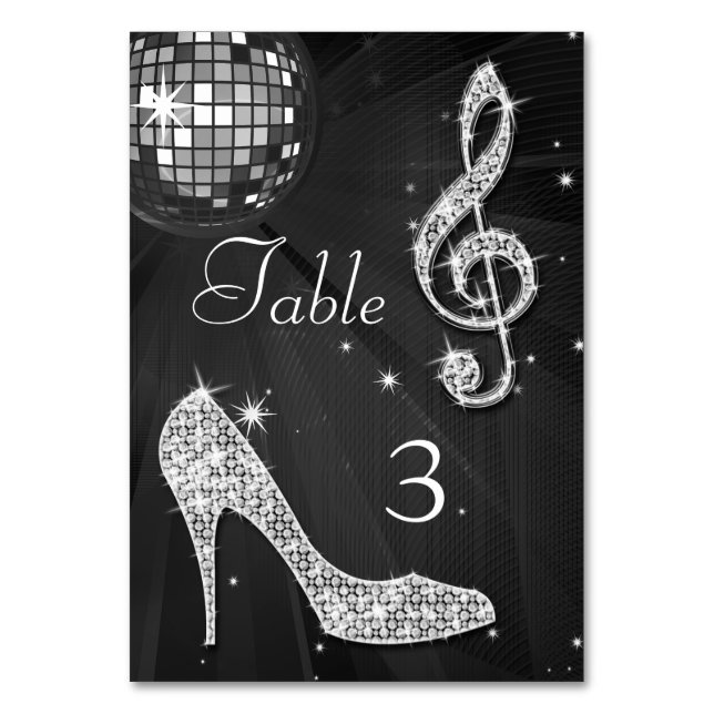 Numéro De Table Boule de disco noire et chaussure à talon haut dou (Par défaut)