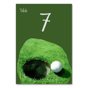 Numéro De Table Boule de golf à côté du trou pour Golfer Party