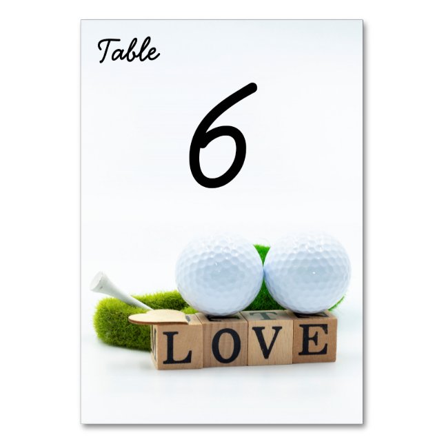 Numéro De Table Boule de golf et Tee avec AMOUR sur blanc (Par défaut)