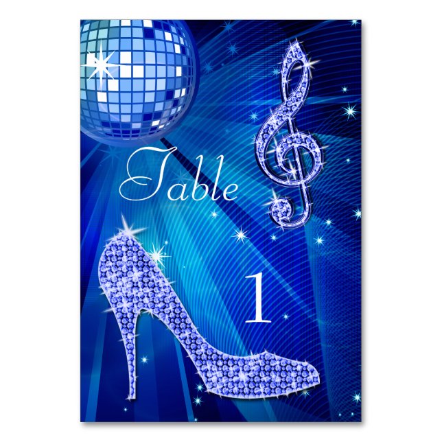 Numéro De Table Boule disco bleue et chaussure à talon double face (Par défaut)