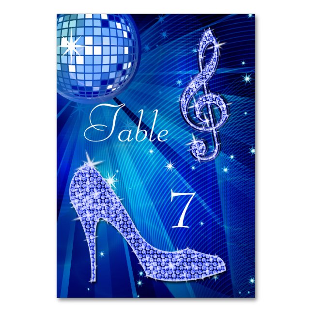Numéro De Table Boule disco bleue et chaussure à talon double face (Par défaut)