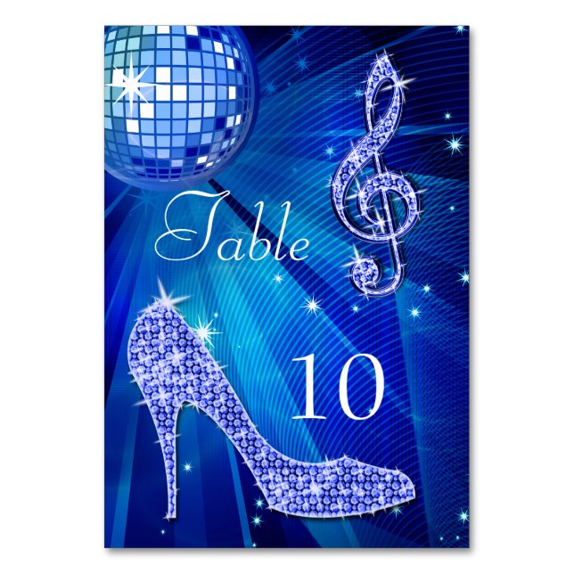Numéro De Table Boule disco bleue et chaussure à talon double face (Par défaut)