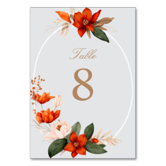 Numéro De Table Bouquet de Boho avec fleurs de feu
