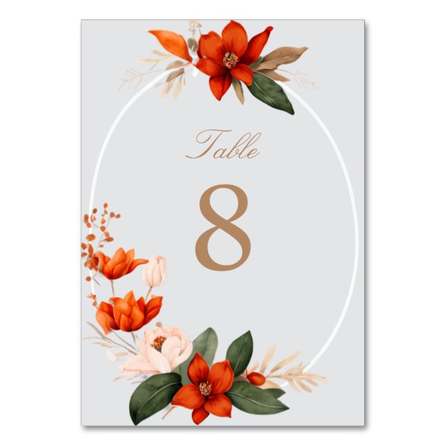 Numéro De Table Bouquet de Boho avec fleurs de feu (Par défaut)