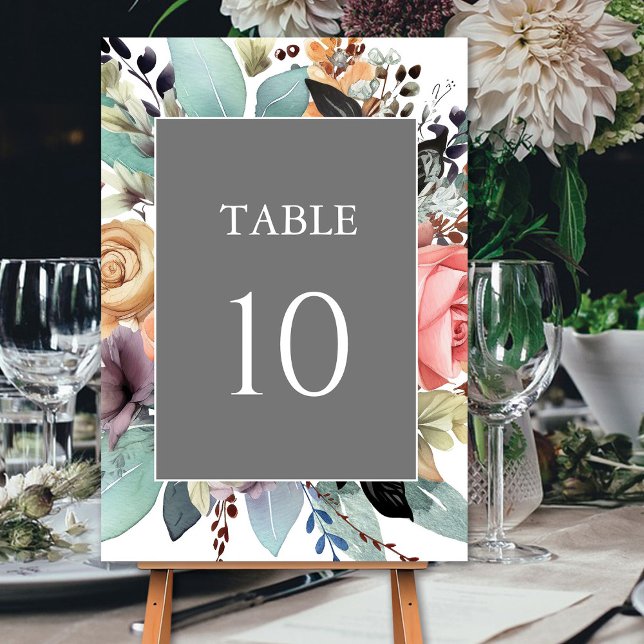 Numéro De Table Bouquet de fleurs bohème aquarelle (Créateur téléchargé)